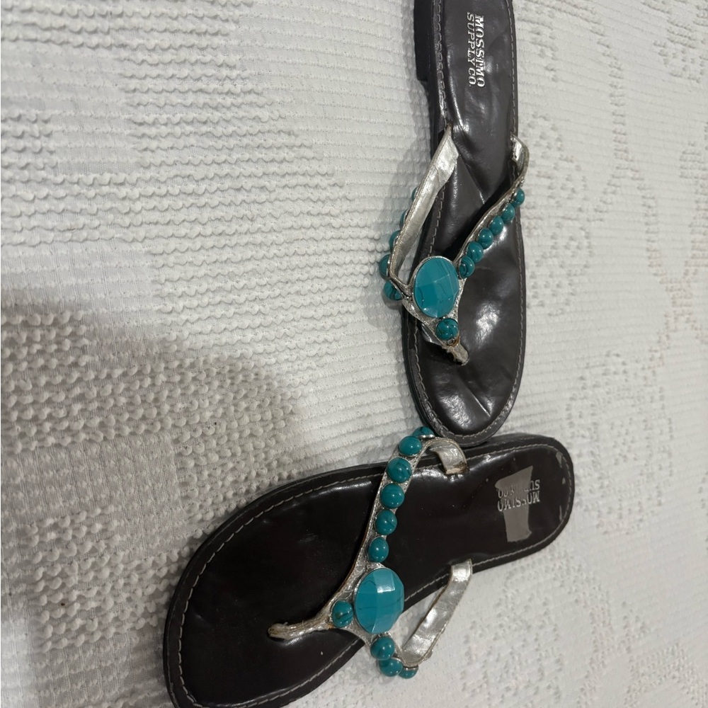 Mossino Silver and Turquoise Women's Sandals